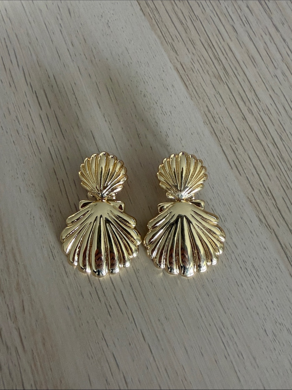 BaubleBar Gold Double Shell Drop Earrings